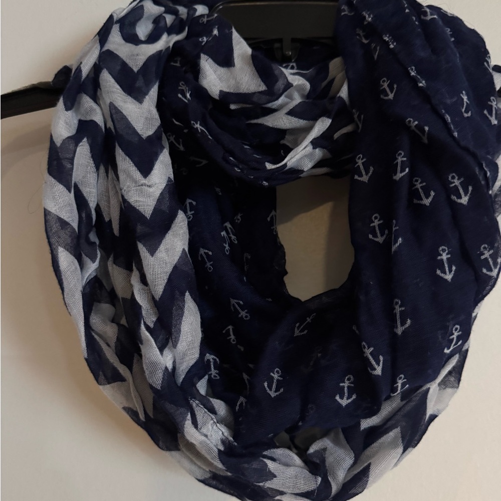 Charlotte Russe Navy and White Anchor Infinity Scarf